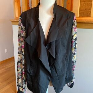 Floral Sleeve Black Jacket